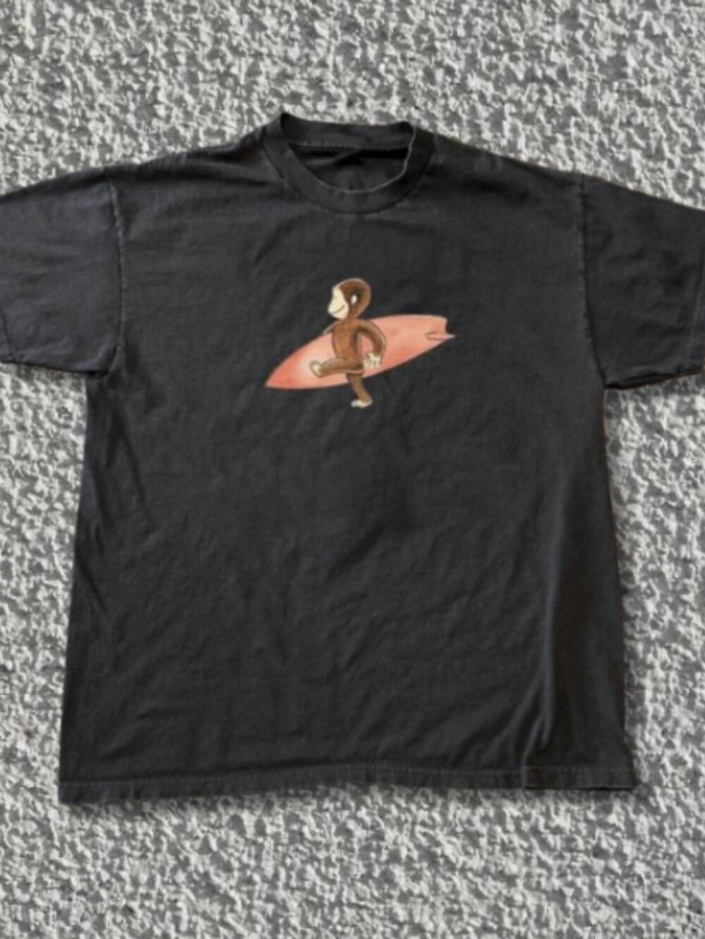 Curious George surfing graphic T-shirt Black